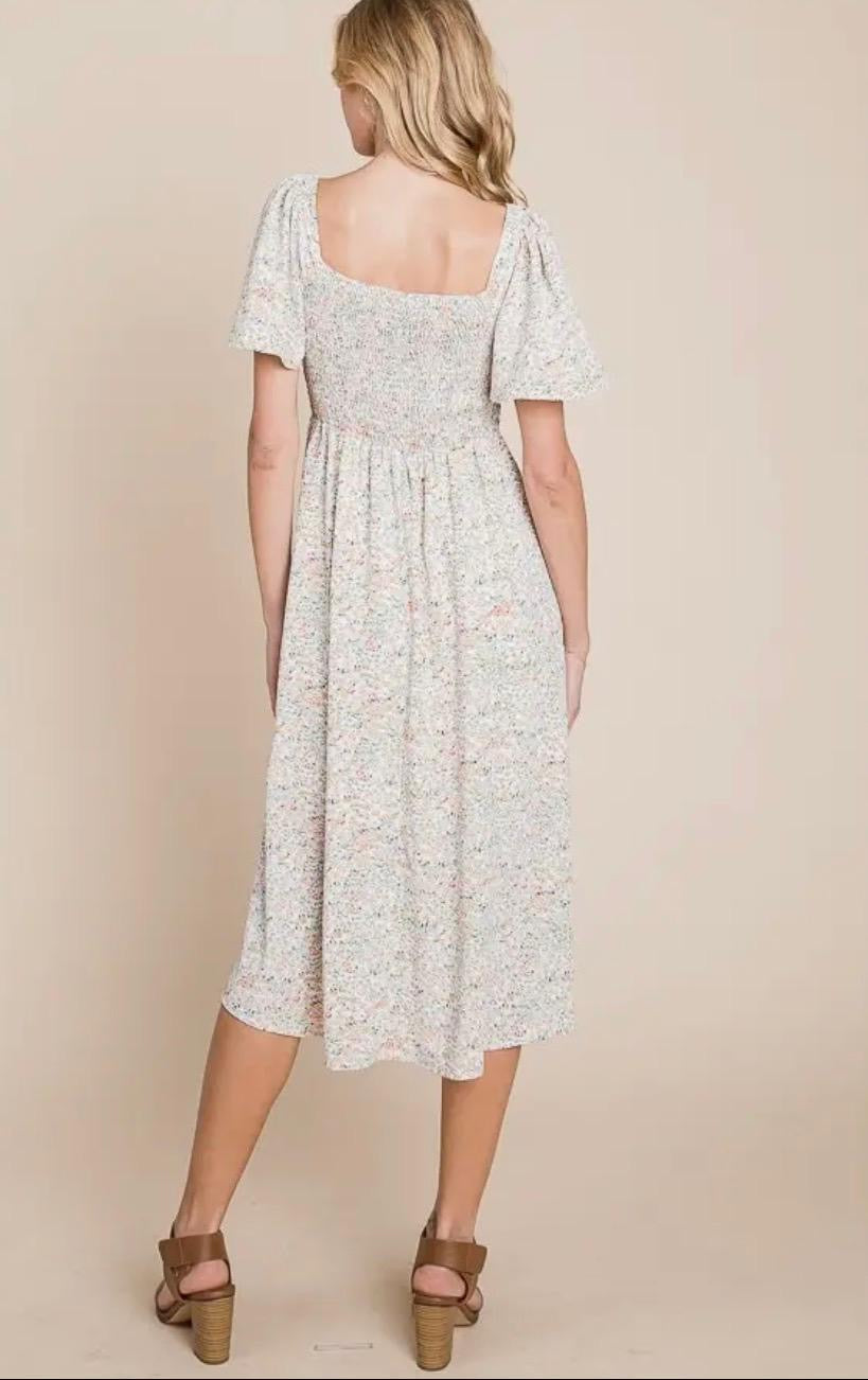 Laura Dress Ivory Ditsy Floral