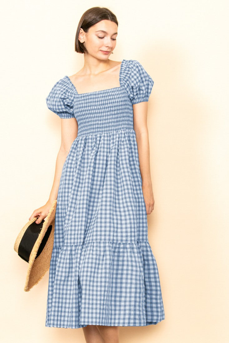 Olga Dress Blue/Azul Ginham