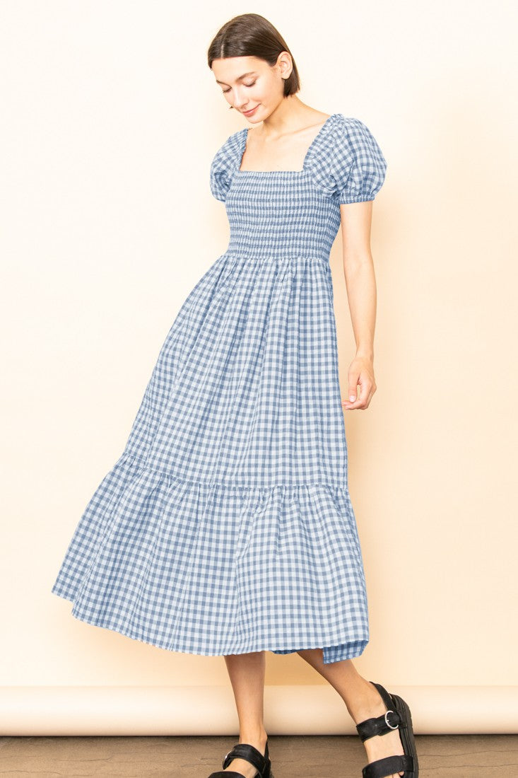 Olga Dress Blue/Azul Ginham