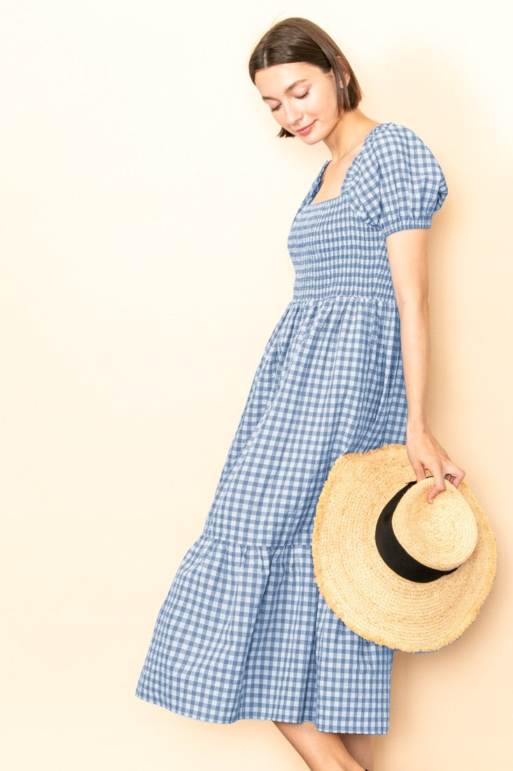 Olga Dress Blue/Azul Ginham
