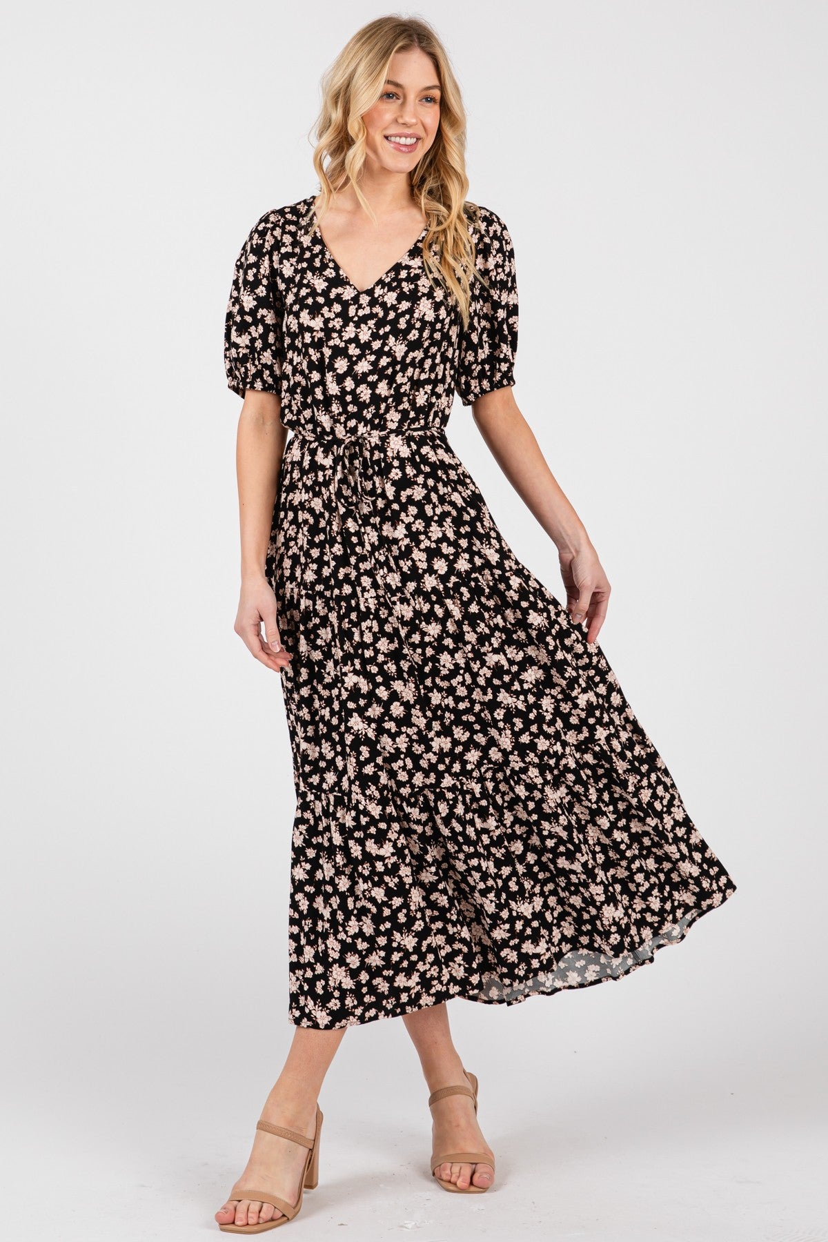 Mabel Dress Black/Oscuro Floral Beige