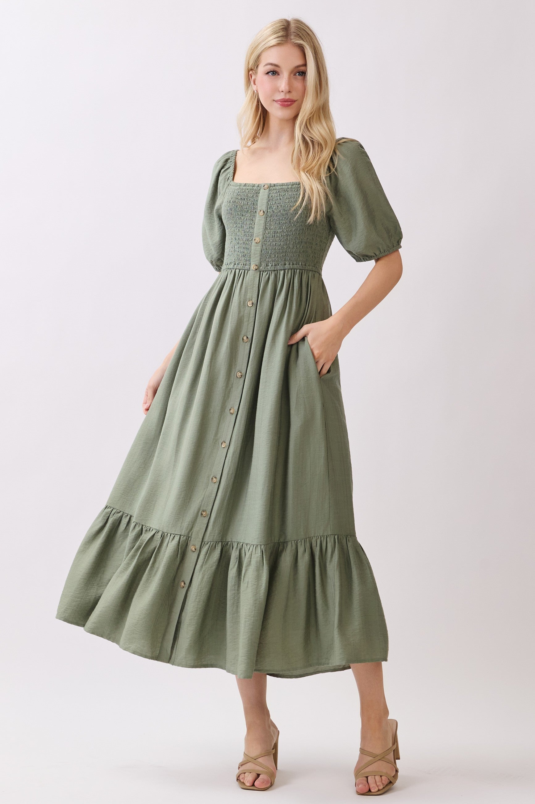 Sarah Dress Sage Green/Verde