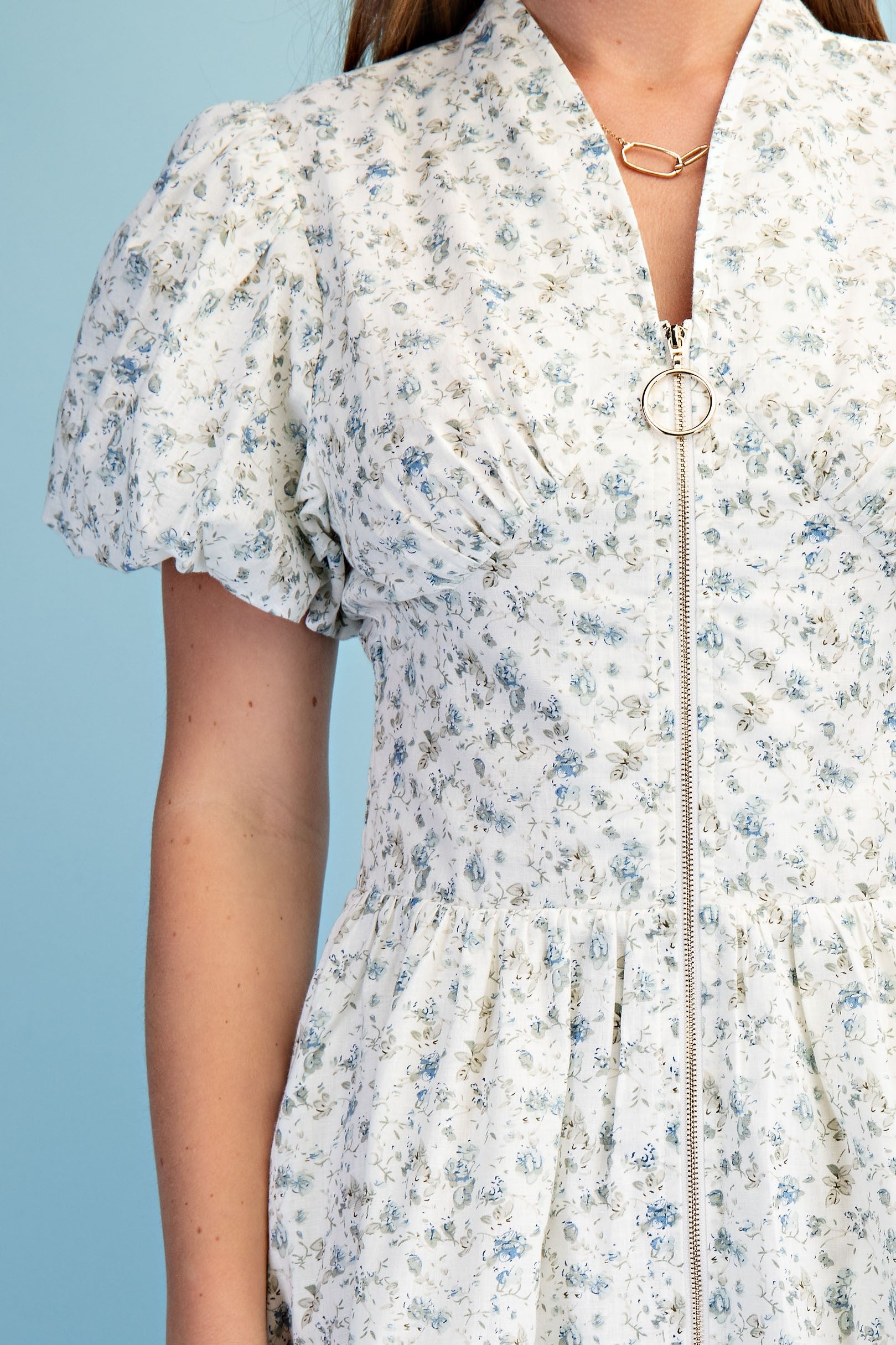 Scarlette Dress White&Blue Floral