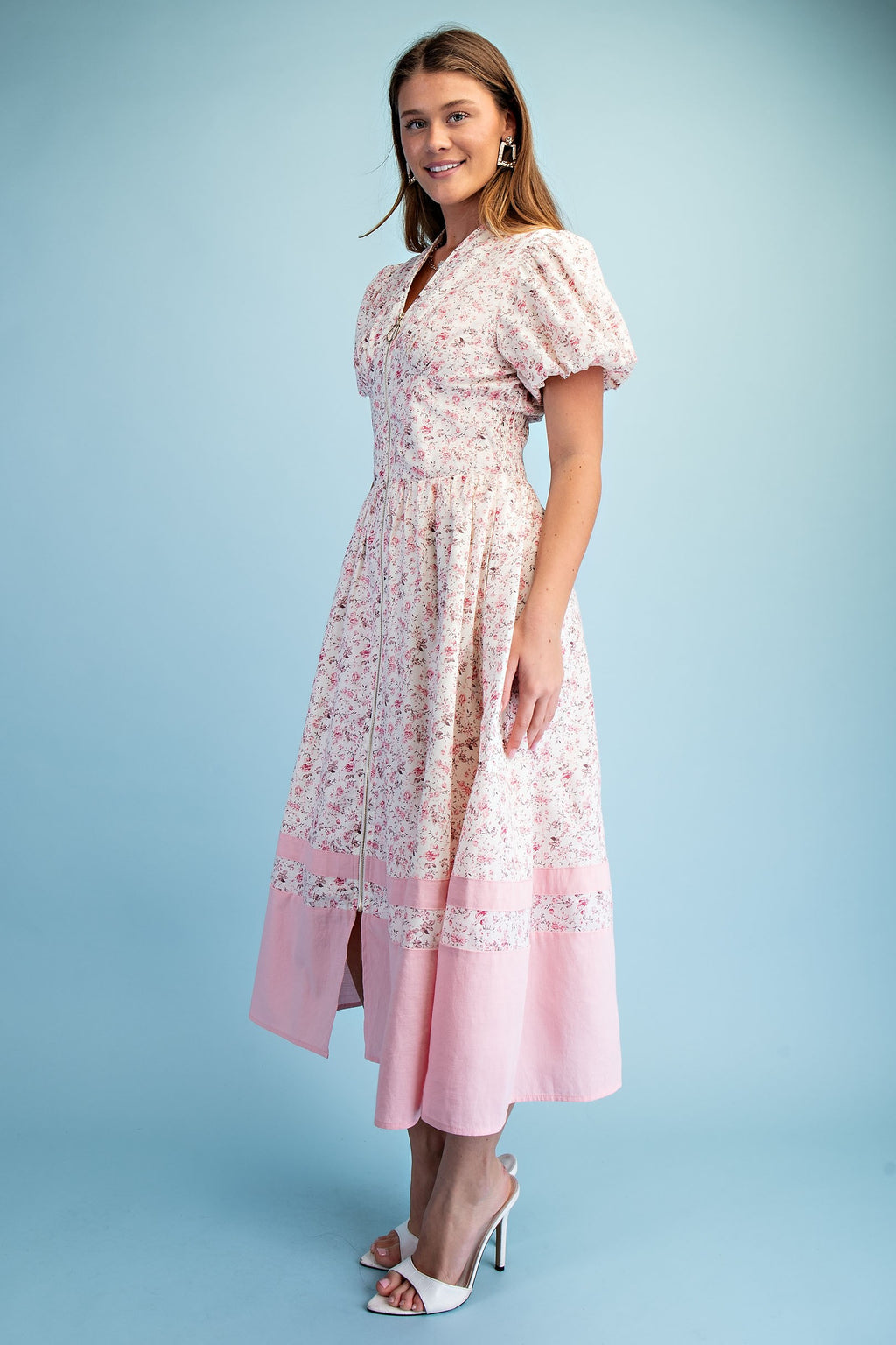 Scarlette Dress White&pink Floral