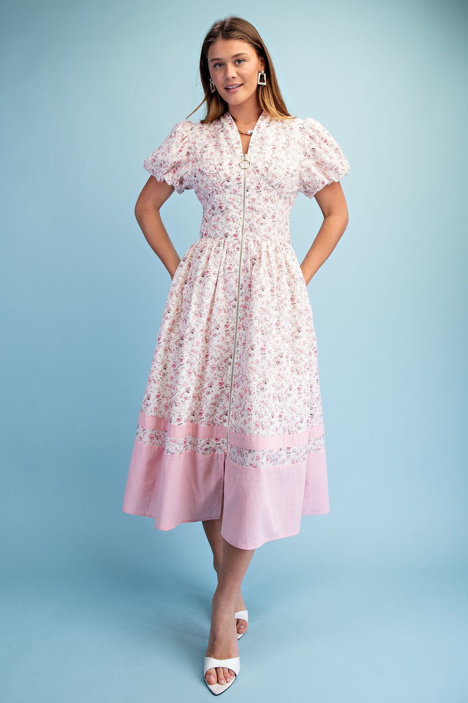 Scarlette Dress White&pink Floral