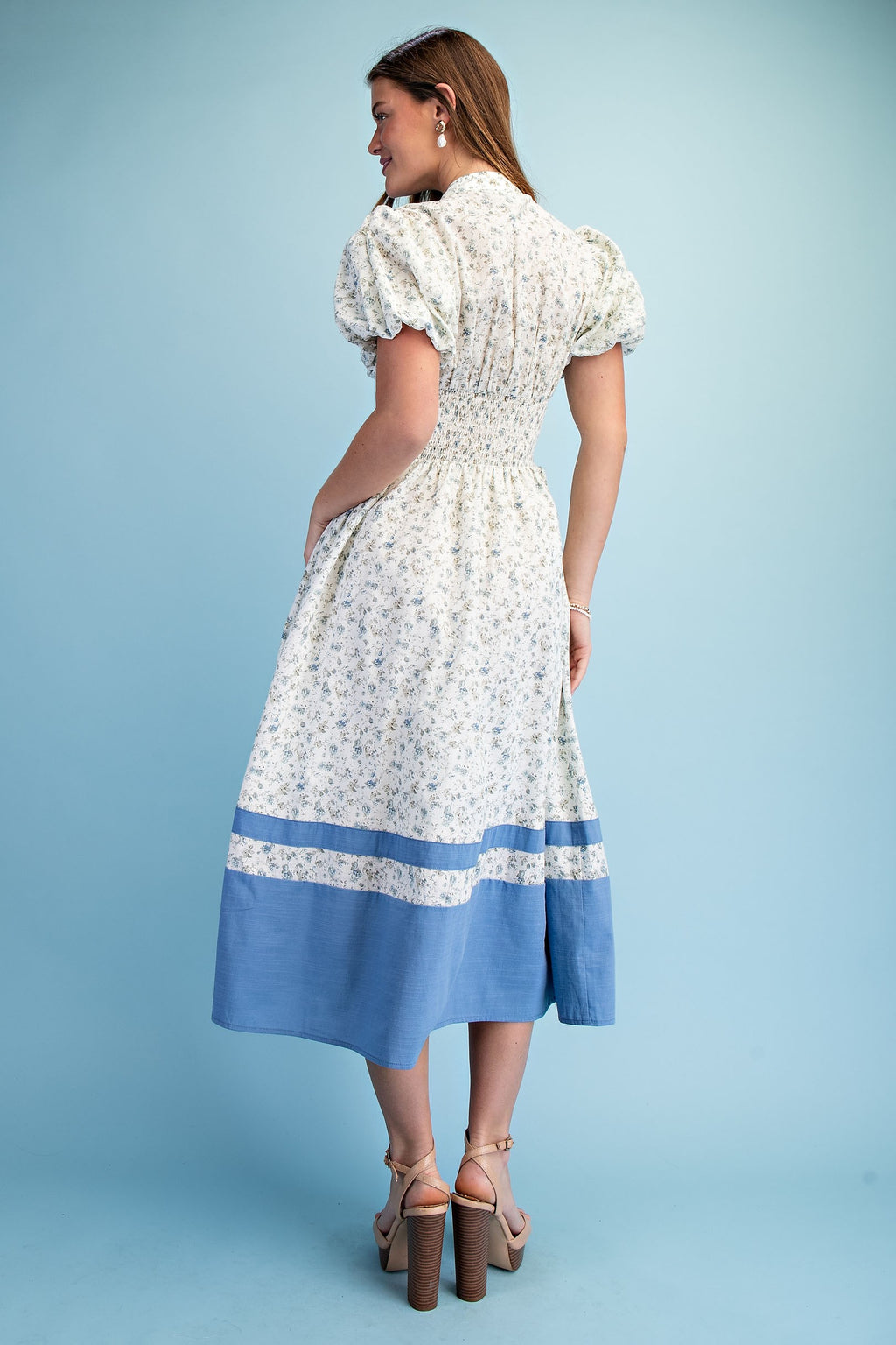 Scarlette Dress White&Blue Floral