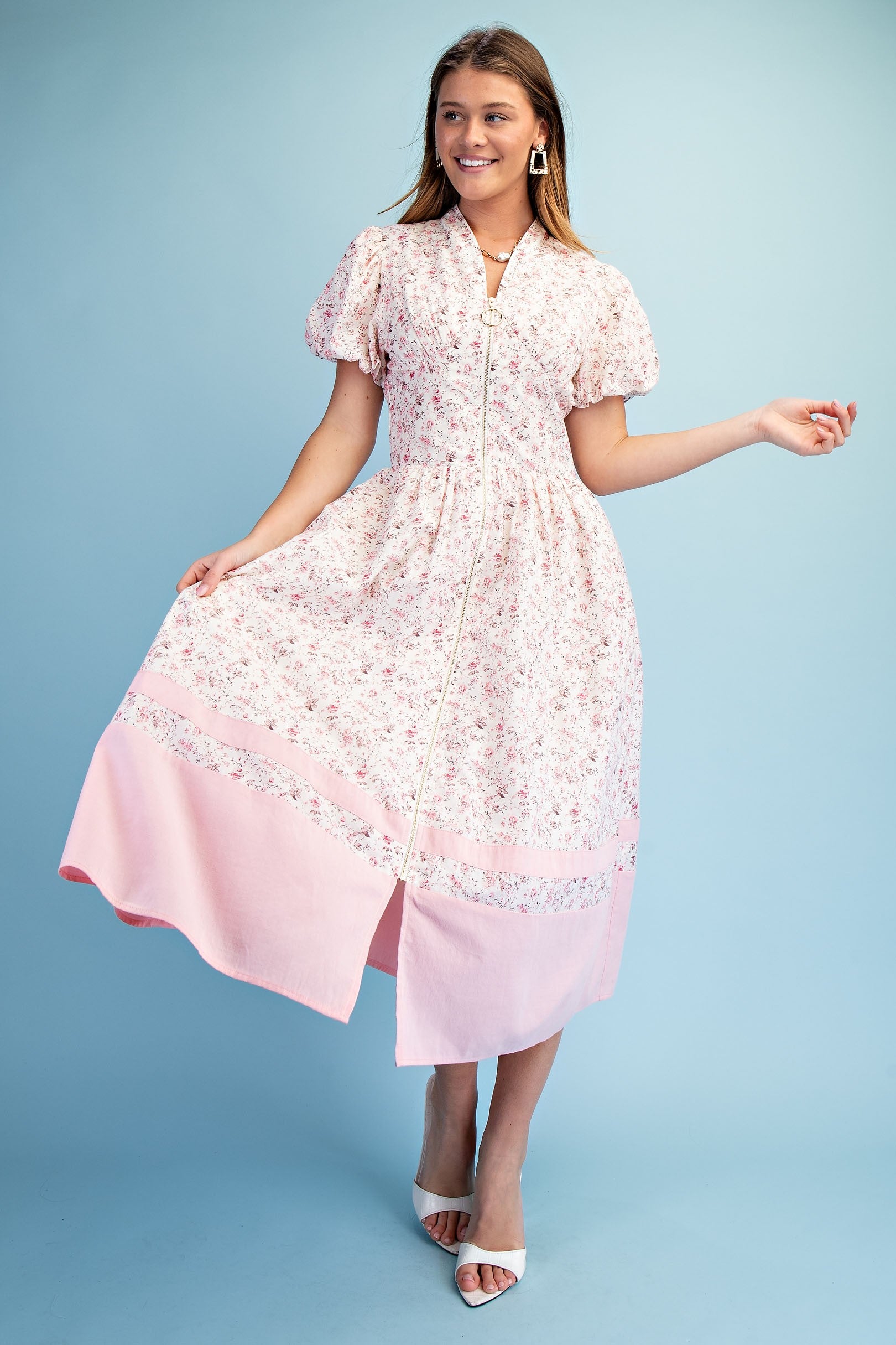 Scarlette Dress White&pink Floral