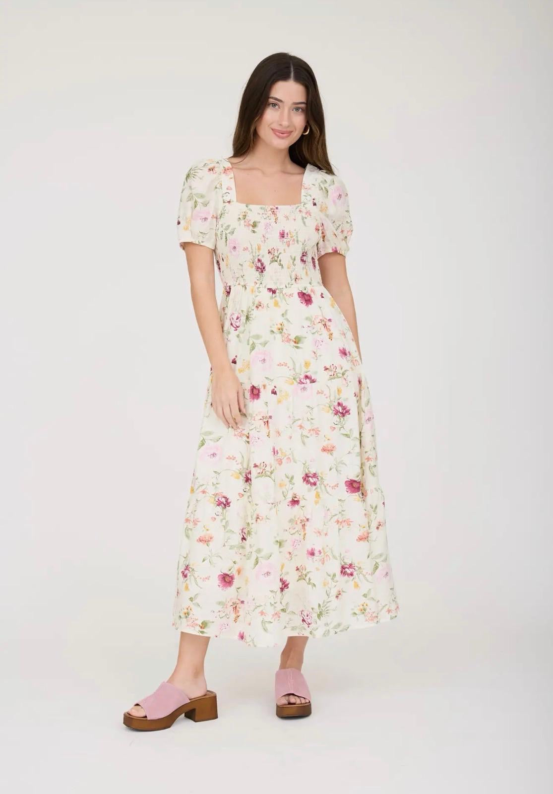 Lilly Dress Beige Floral