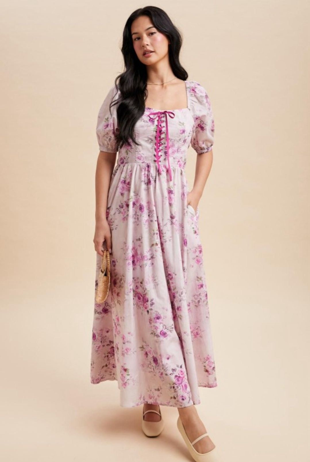 Violet Bloom Dress Purple roses