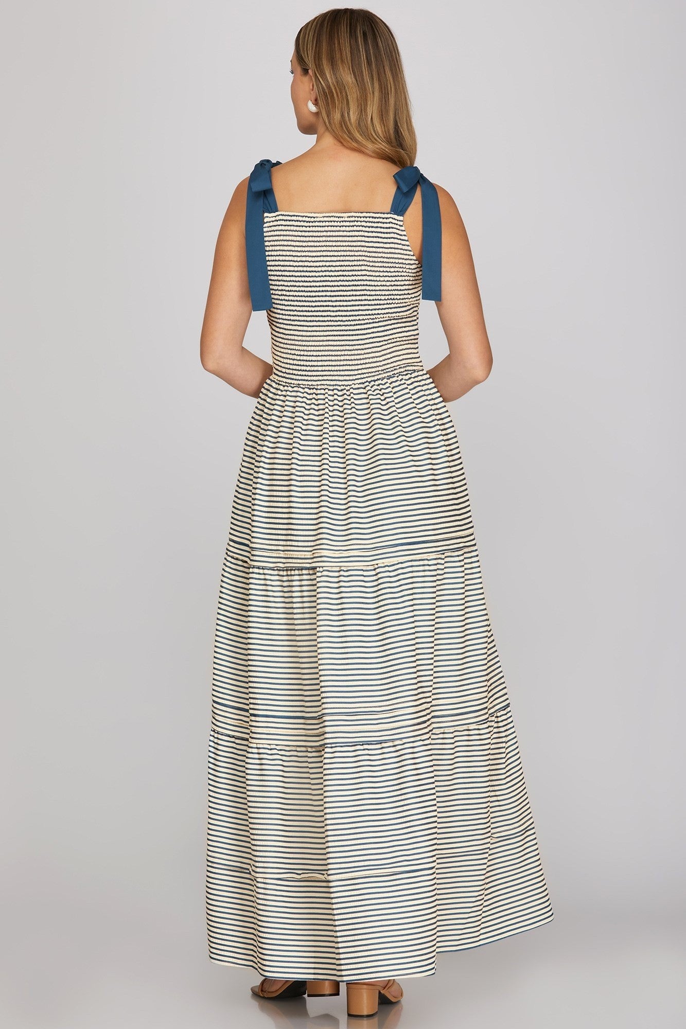 Syney Dress White/Blue striped